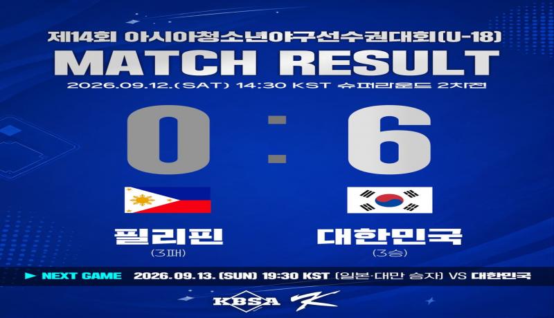제14회 아시아청소년야구선수권대회(U-18)(12일)